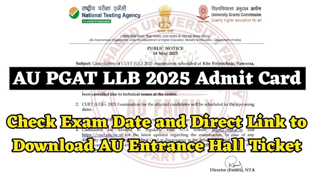 AU PGAT LLB 2025 Admit Card