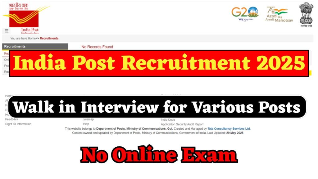 India Post Recruitment 2025 Walk in Interview