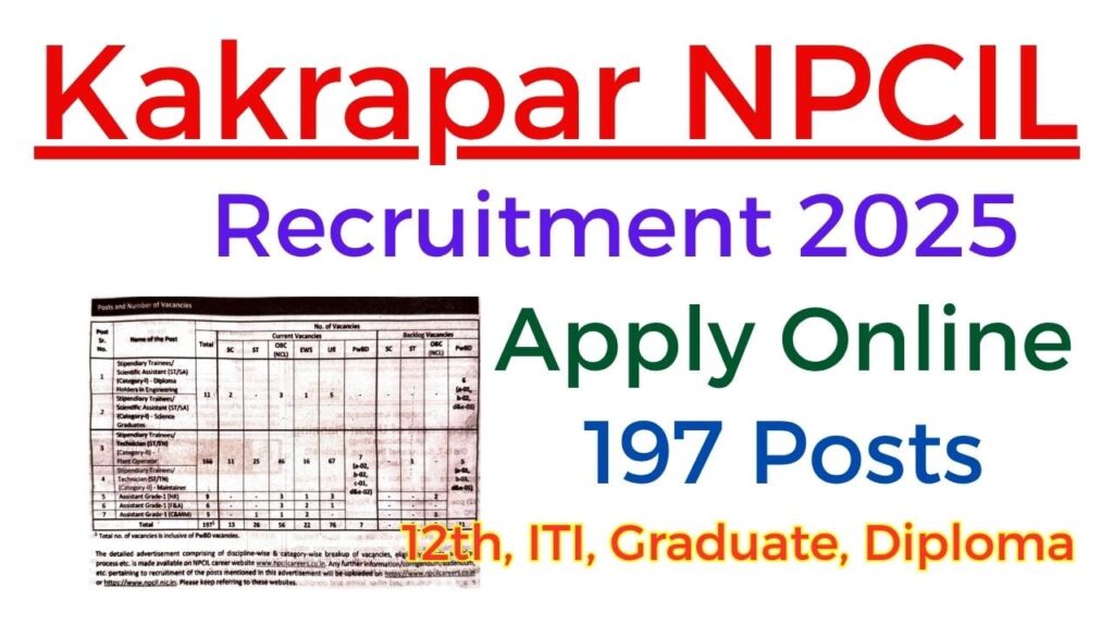 Kakrapar NPCIL Recruitment 2025 Apply Online