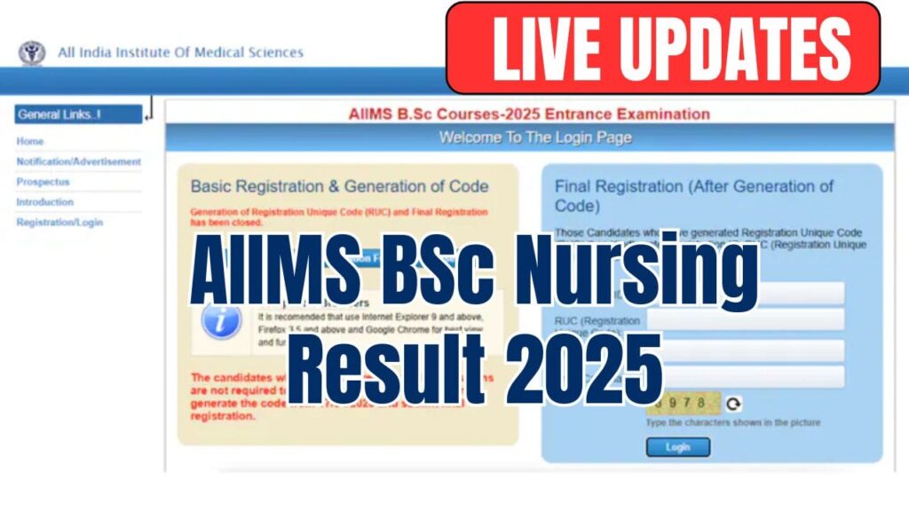 AIIMS BSc Nursing Result 2025