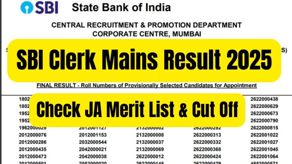 SBI Clerk Mains Result 2025