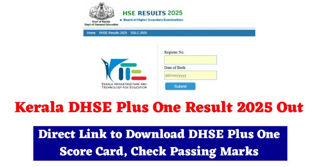 Kerala DHSE Plus One Result 2025 Out